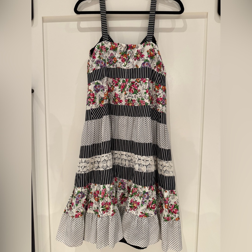 Nanette Lepore Floral Striped Dress - Black, White, Pink - Picture 2 of 3